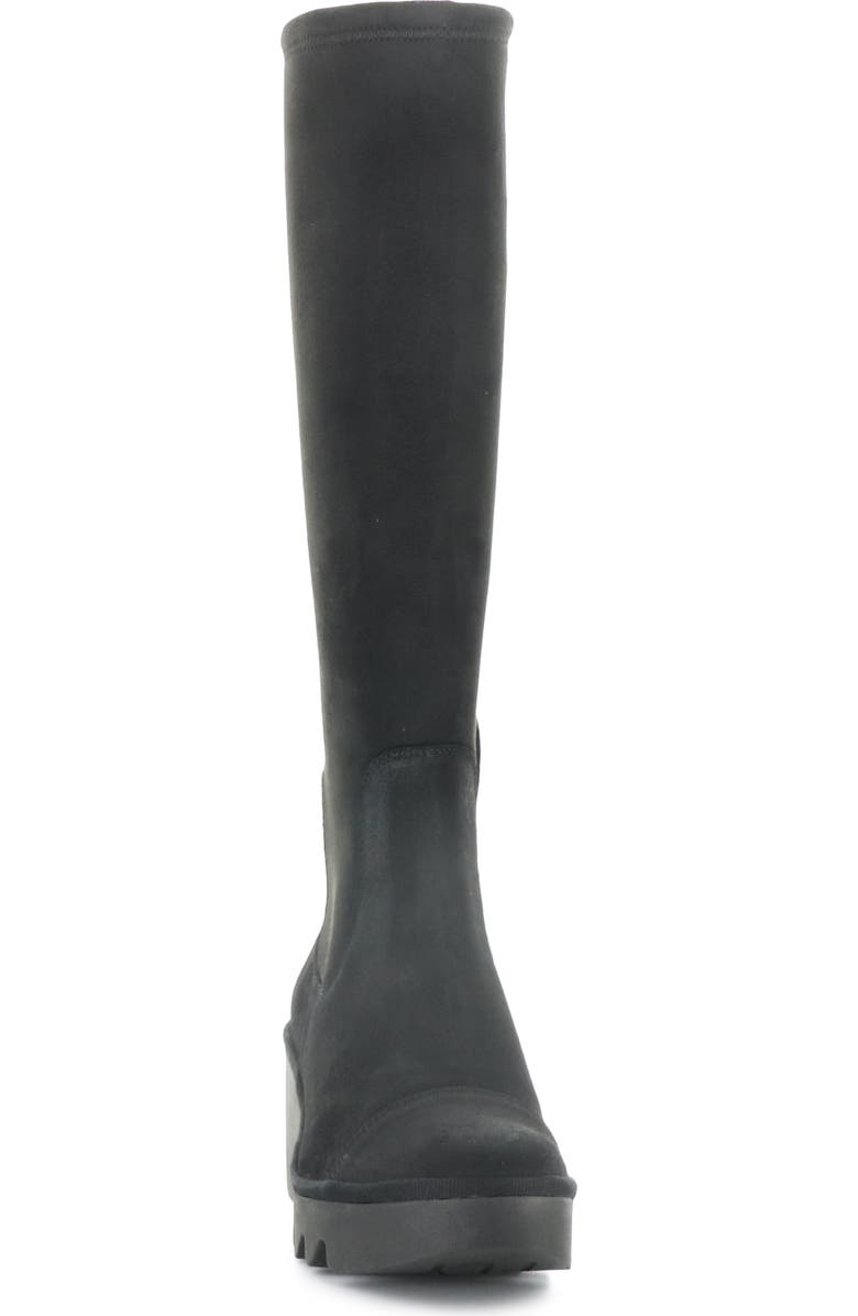 Fly London Budi Knee High Wedge Boot, Alternate, color, Black/ Black
