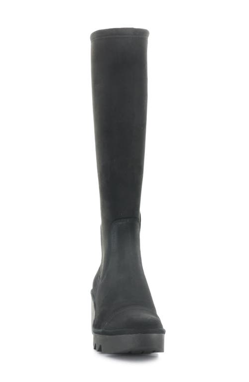 Fly London Budi Knee High Wedge Boot In Black