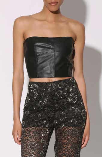 Walter Baker Tanvi Strapless Leather Crop Top