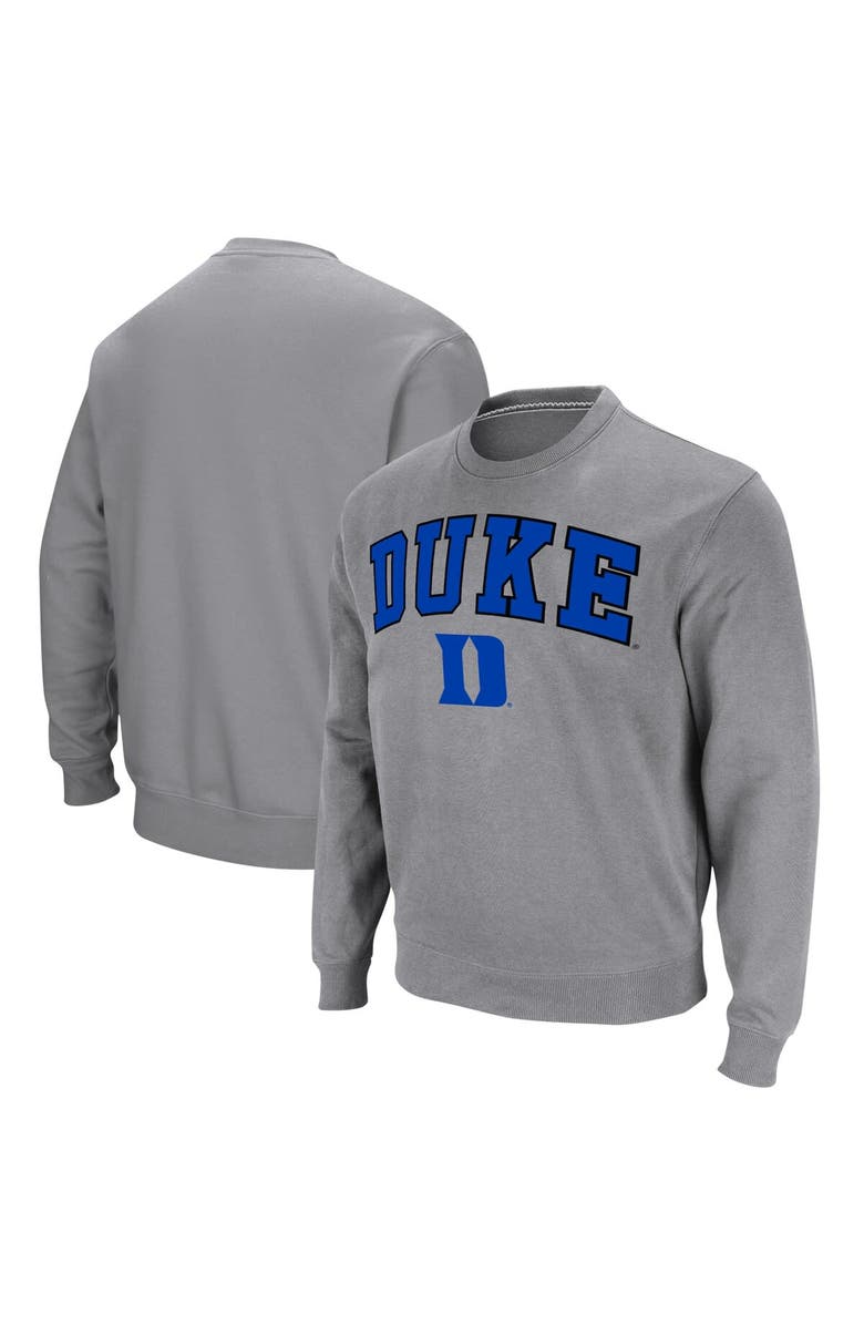 COLOSSEUM Men's Colosseum Heather Gray Duke Blue Devils Arch & Logo Pullover Sweatshirt, Main, color, Heather Gray