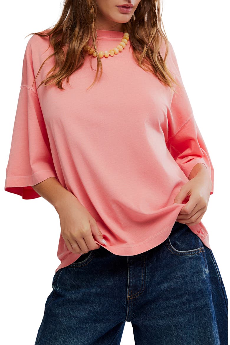 WTF Perfect Oversize Cotton T-Shirt, Main, color, CORAL CRIMSON