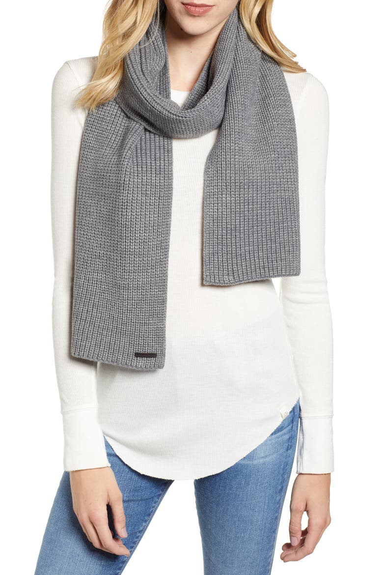 Half Cardigan Scarf, Main, color, GREY MARL