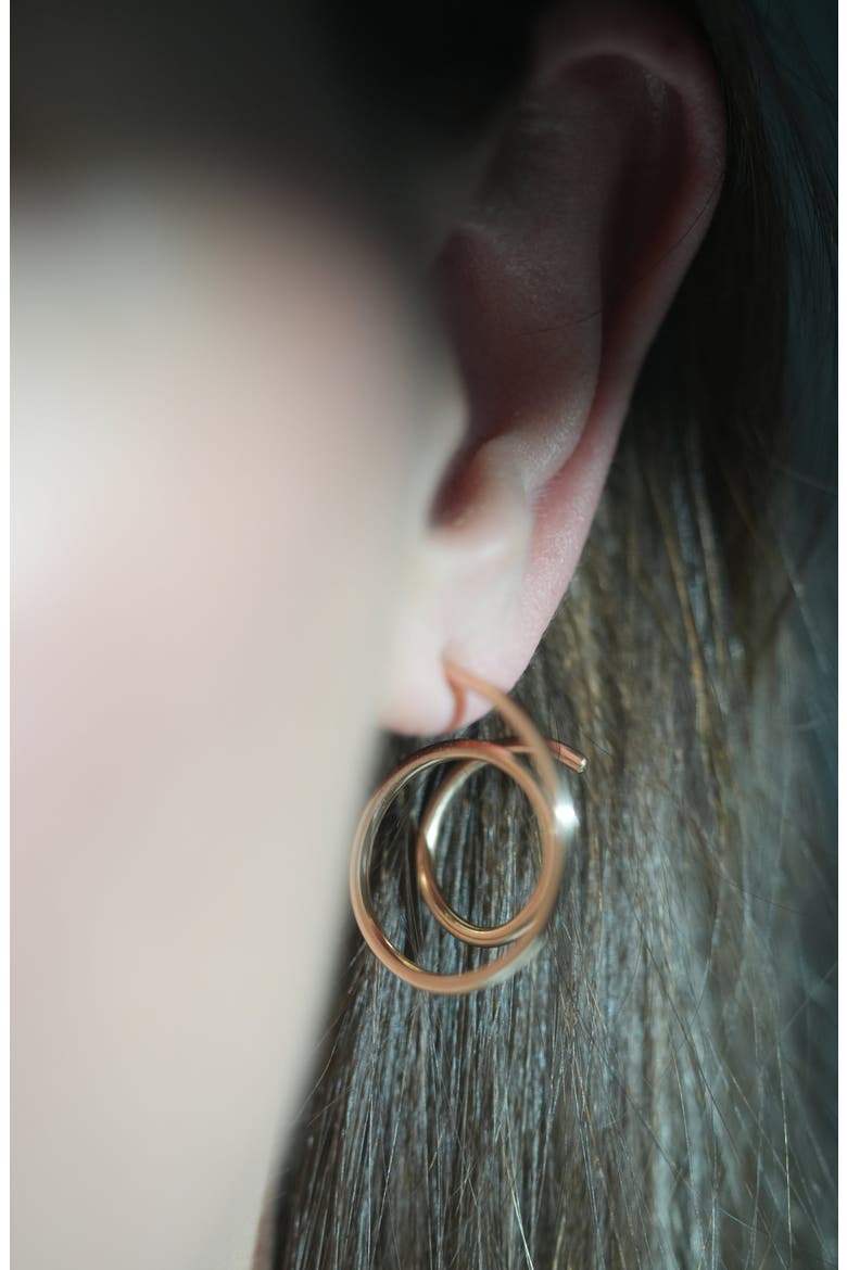 Elio Double Hoop, Alternate, color, 14K Yellow Gold