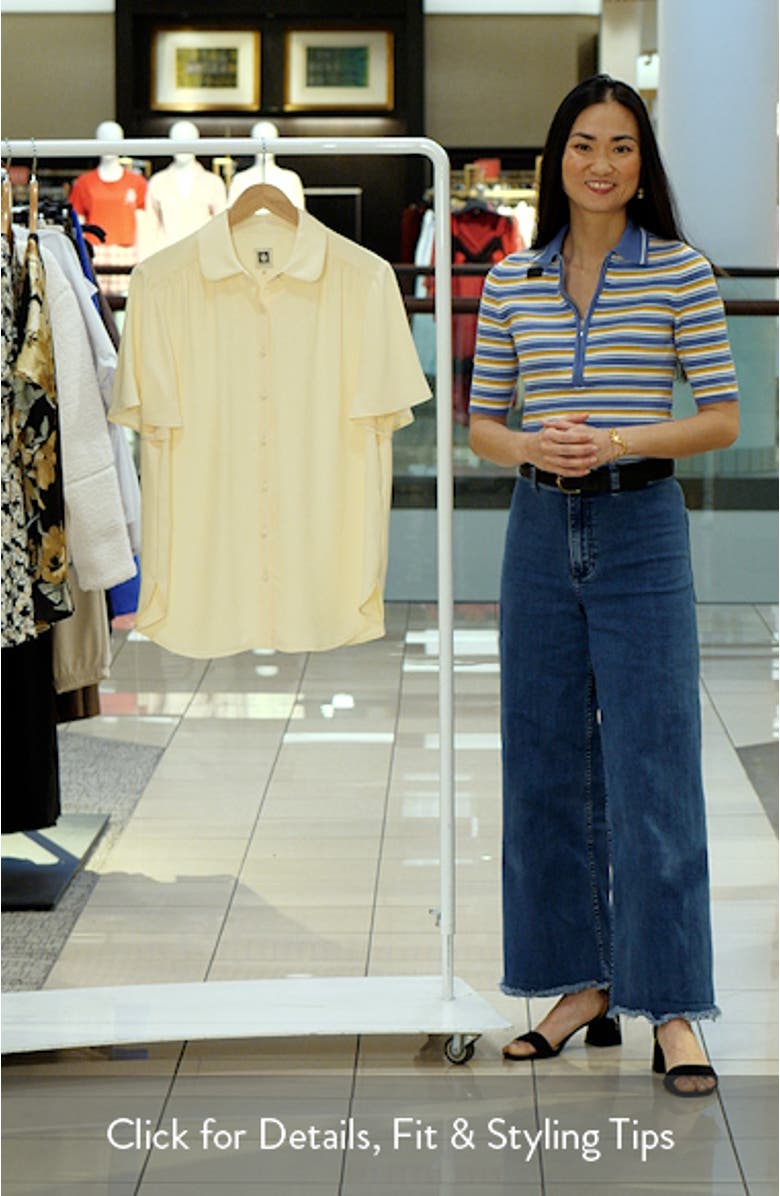 Shirred Short Sleeve Button-Up Shirt, sales video thumbnail