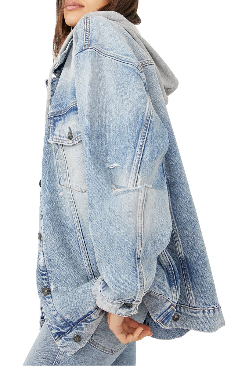 Free People Flawless Hooded Denim Jacket, Alternate, color, 