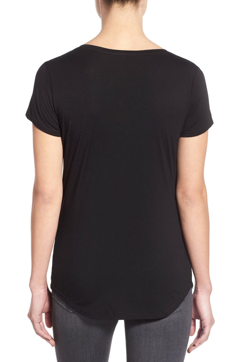 'Lynnea' V-Neck Pocket Tee, Alternate, color, BLACK