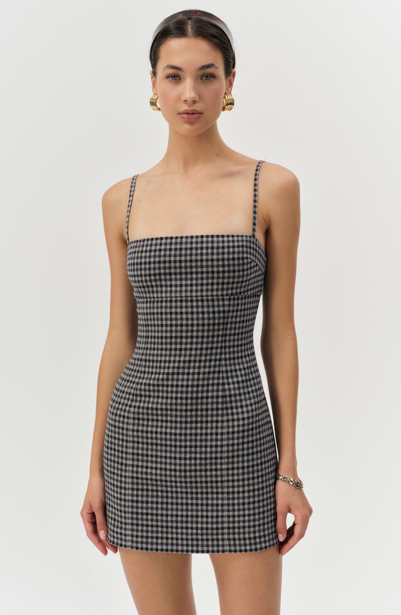 For Love & Lemons Savannah Plaid Minidress, Alternate, color, Black