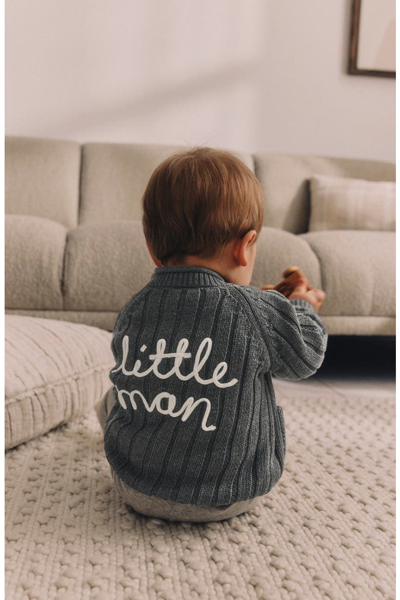 Kids' Little Man Organic Cotton Cardigan, Alternate, color, GREY
