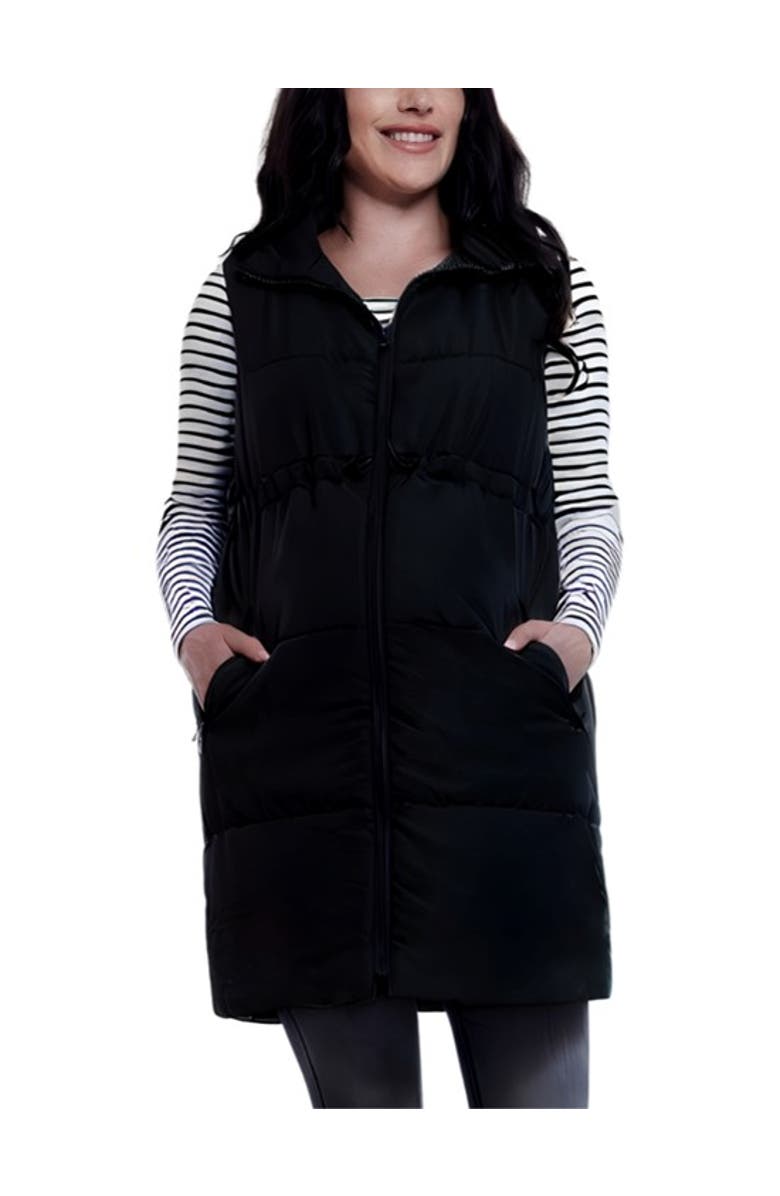 MOTHERHOOD MATERNITY Woven Full-Zip Sleeveless Quilted Puffer Vest, Main, color, Black