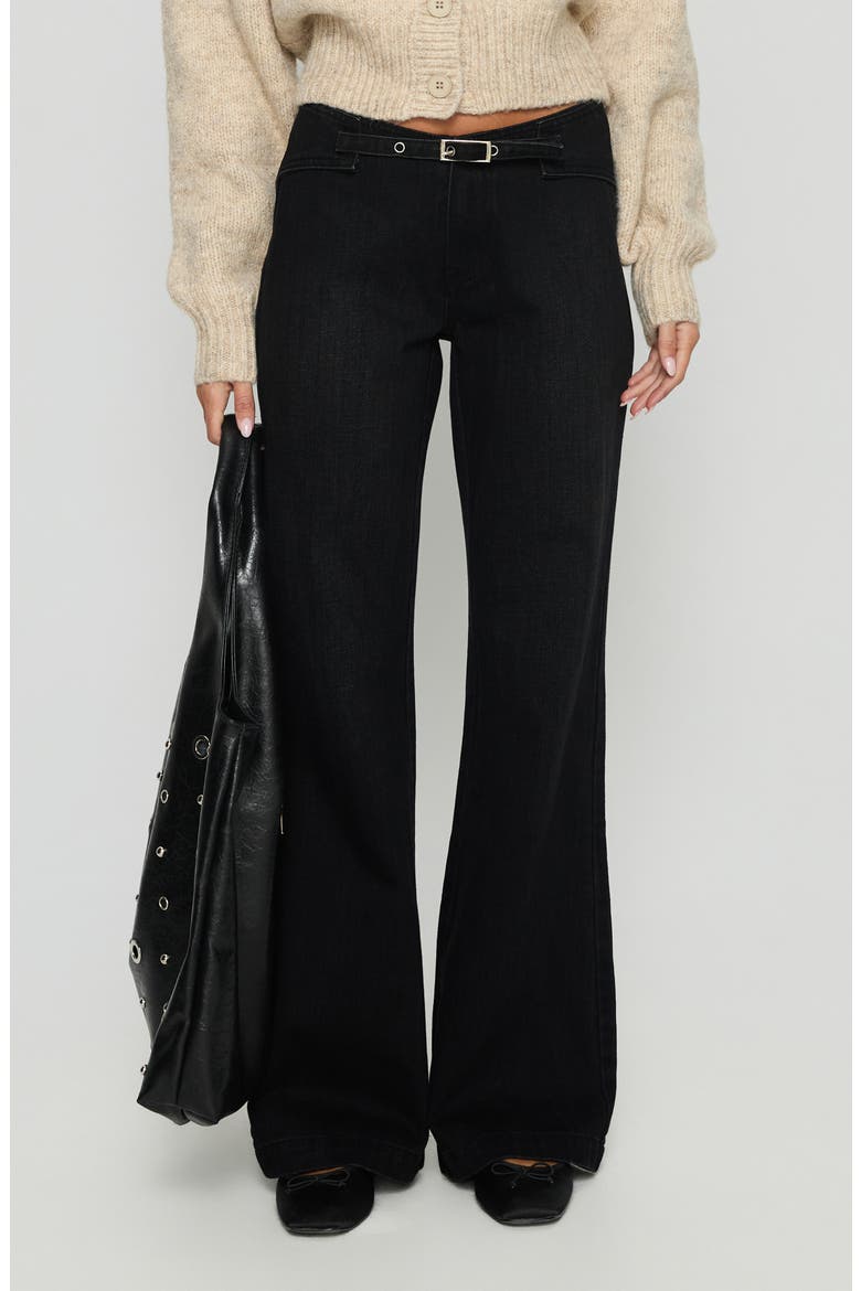Slow Ride Belted Bootcut Jeans, Main, color, WASHED BLACK