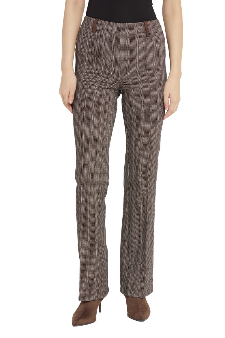 Patterned Pintuck High Waist Baby Bootcut Pants, Main, color, TEXTURED HERRINGBONE