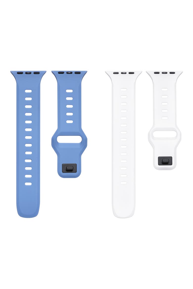 Assorted 2-Pack Silicone Apple Watch® Watchbands, Main, color, WHITE/NAVY BLUE
