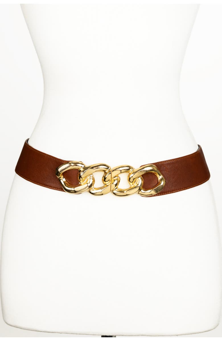 Raina Belts Big Snake Buckle Leather Belt, Main, color, Black