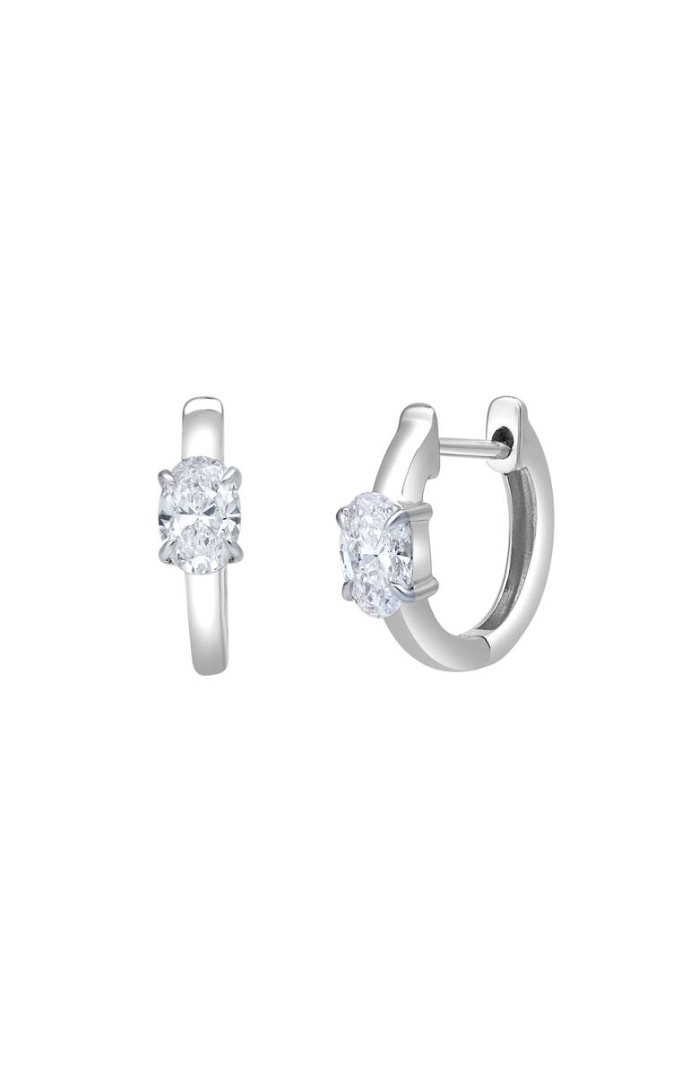 LuvMyJewelry Oval Obsession 14K Gold Lab Grown Diamond Huggies - 0.75 ct, Alternate, color, 14K White Gold
