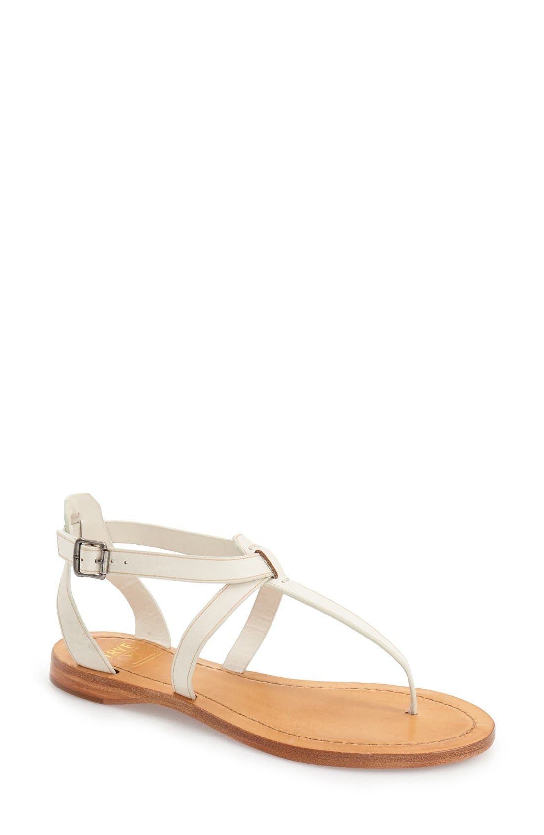 'Rachel' T-Strap Sandal, Main, color, WHITE LEATHER
