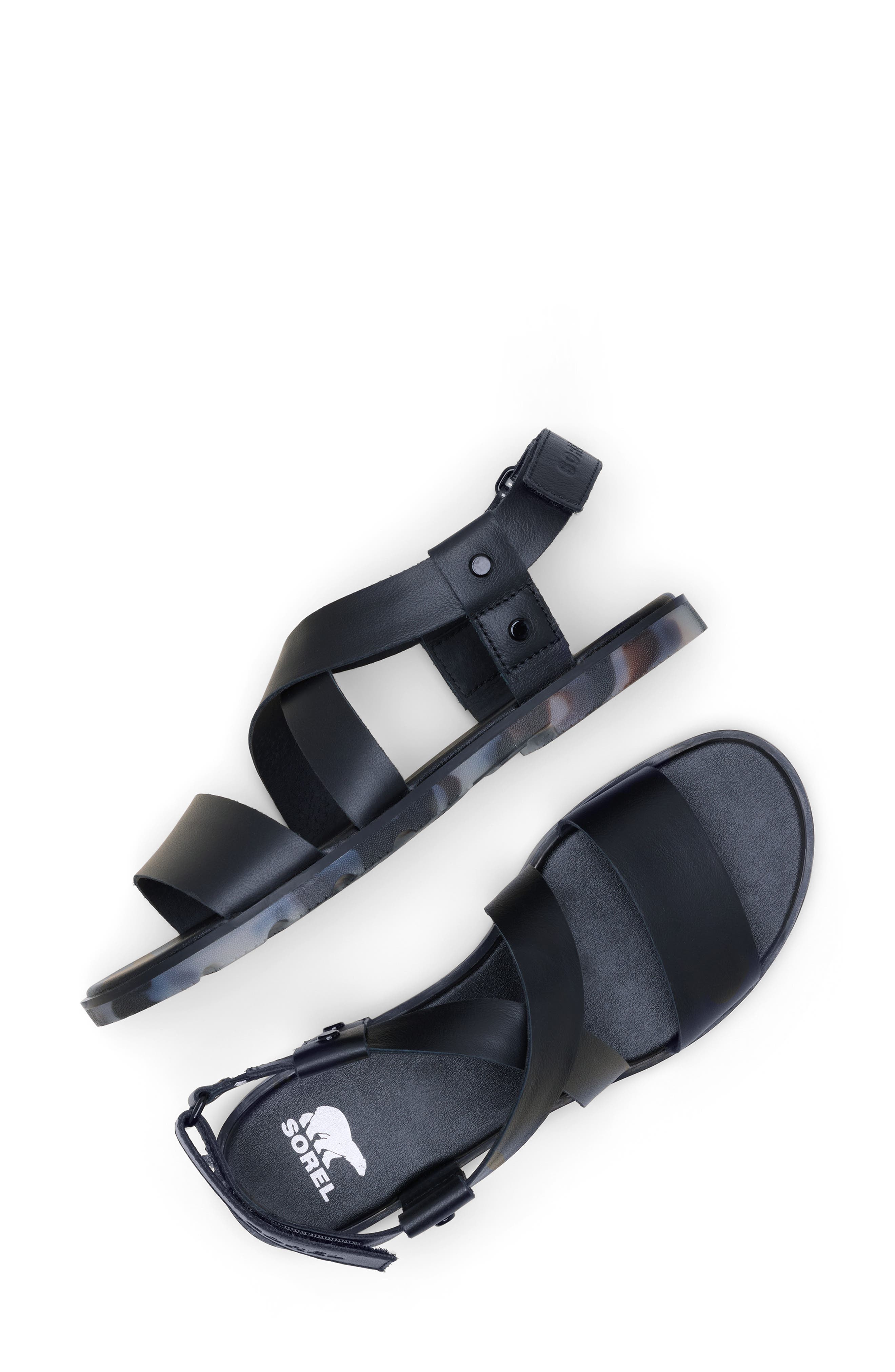SOREL Ella III Crisscross Sandal, Alternate, color, Black/ Dark Graphite