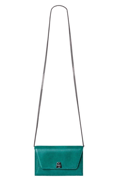 Anouk Lizard Embossed Suede Crossbody Bag