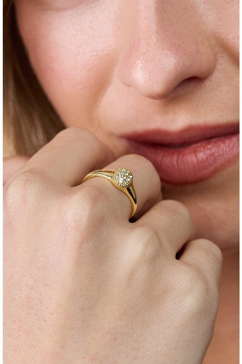 Pavé Peridot Oval Signet Ring, Alternate, color, 14K YELLOW GOLD