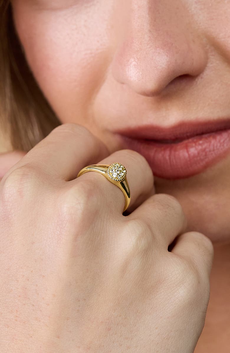 Bony Levy Pavé Peridot Oval Signet Ring, Alternate, color, 14K Yellow Gold