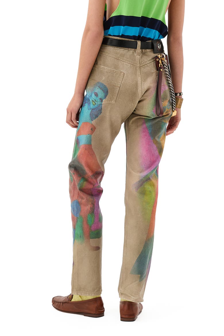 Gender Inclusive The Femmes Print Straight Leg Jeans, Alternate, color, OLIVE PRINT