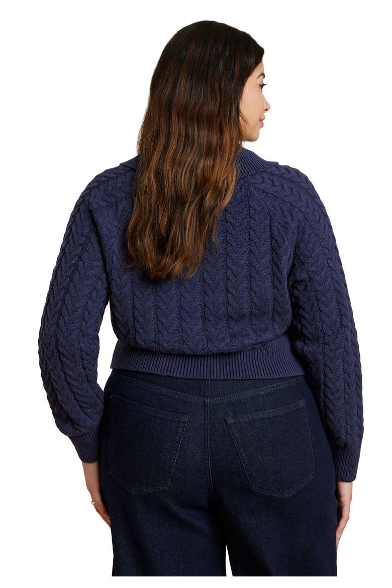 Cableknit Sweater With Wide Collar, Alternate, color, RICH NAVY