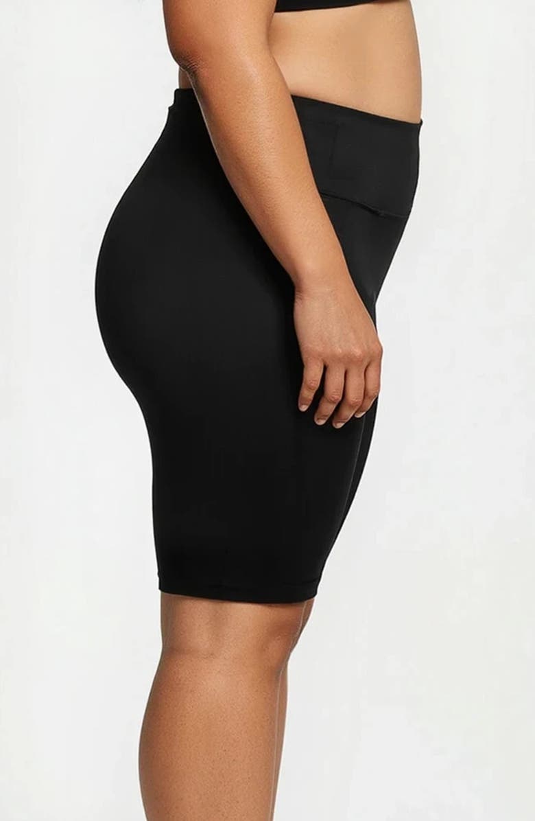 Calypsa Plus Size Long Bike Swim Shorts, Alternate, color, Black