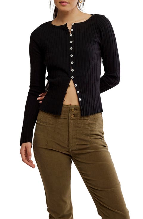 Tilly Rib Long Sleeve Button-Up Top