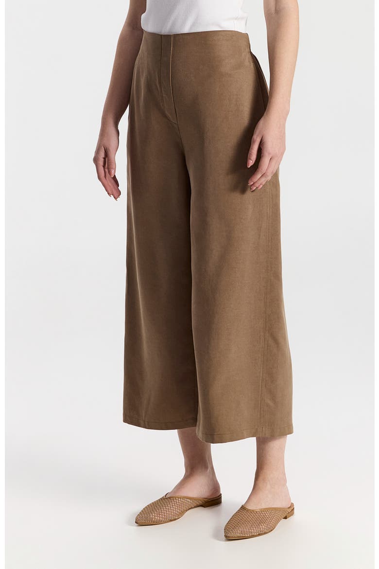 Moran High Waist Midi Flowy Trousers, Alternate, color, Light Brown