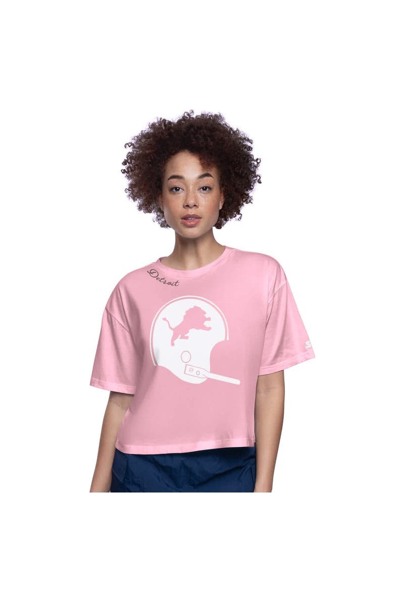 Women's Starter  Pink Detroit Lions Play the Ball Boxy Cropped T-Shirt, Alternate, color, Pink