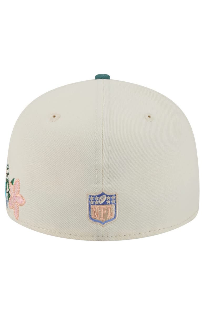 New Era Men's New Era Cream/Midnight Green Philadelphia Eagles Tonal Floral 59FIFTY Fitted Hat, Alternate, color, 