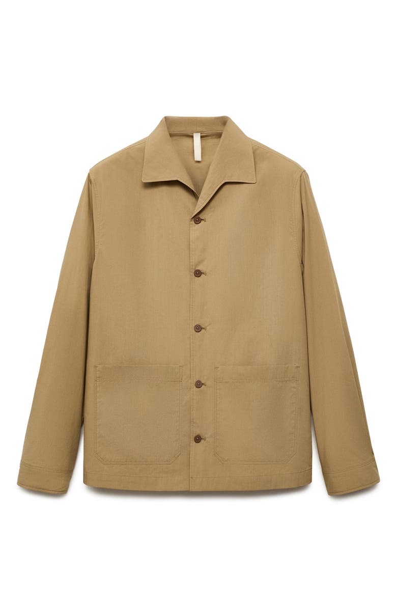 MANGO Cotton Overshirt with Pockets, Alternate, color, Beige