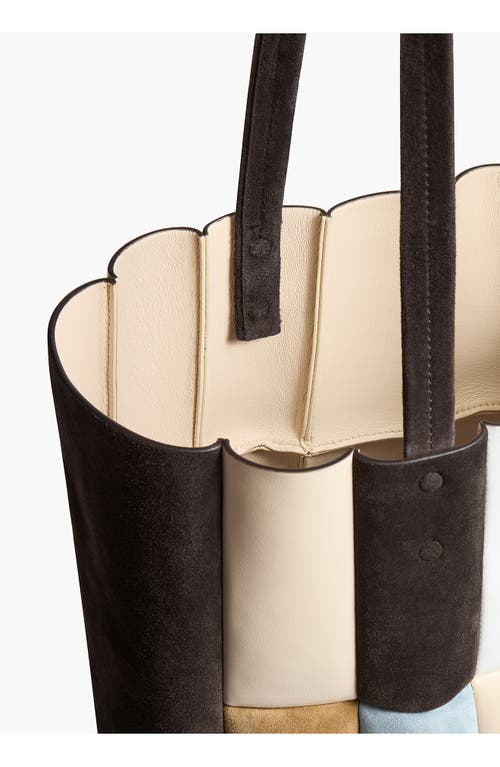 Khaite Womens Dark Brown Multi Zoe Patchwork Leather Tote Bag