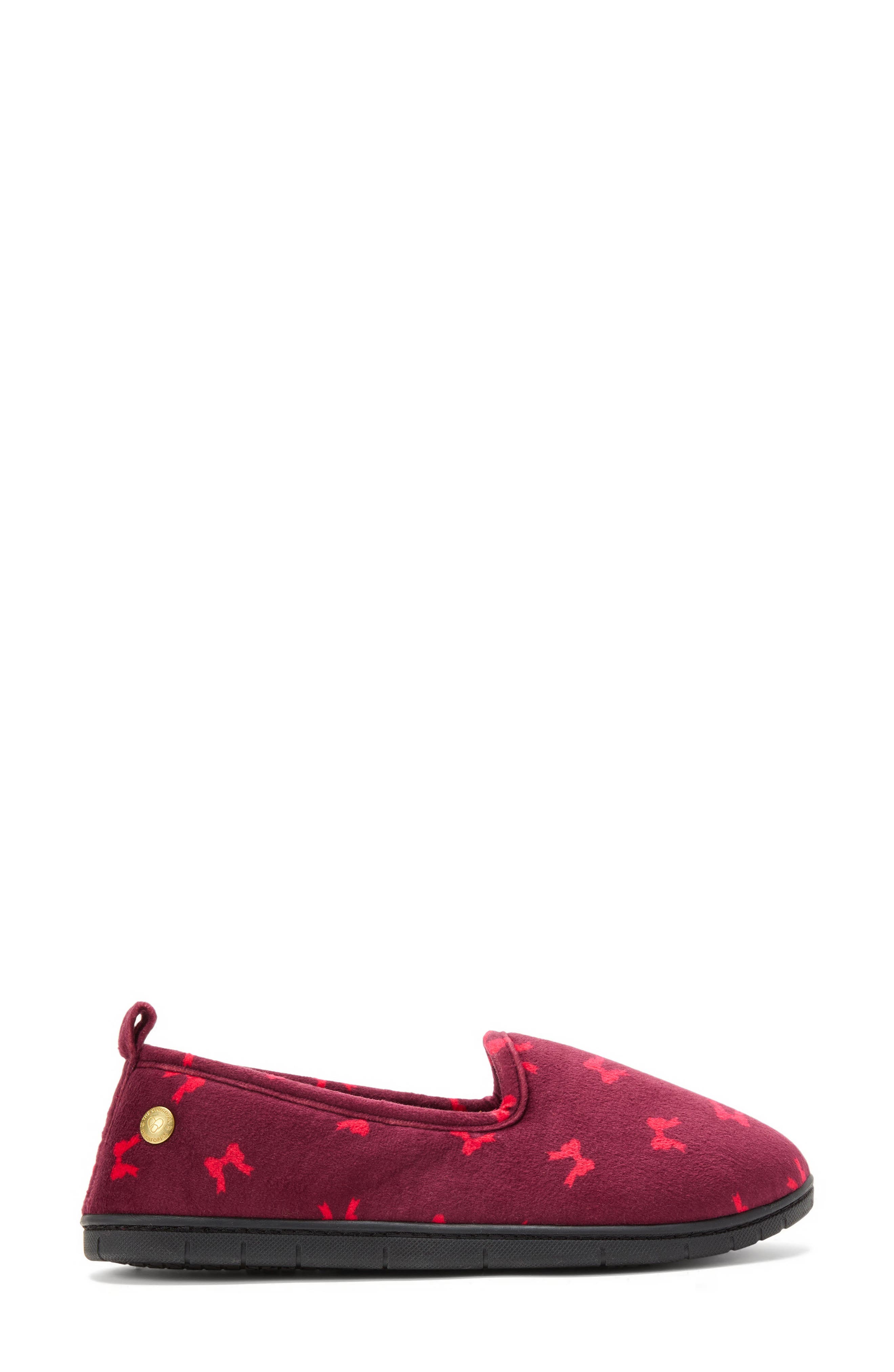 Rachel Bow Print Slipper, Alternate, color, CORDOVAN
