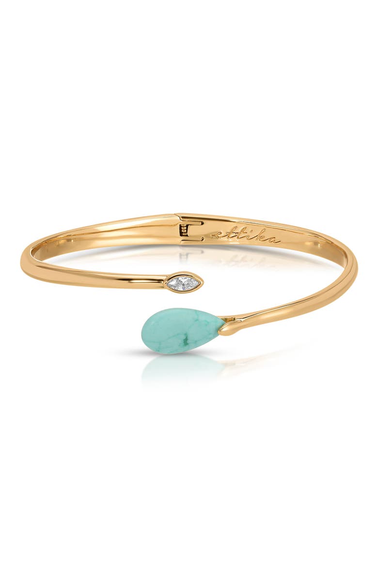 Reconstituted Turquoise Solstice Hinged Cuff Bracelet, Main, color, TURQUOISE