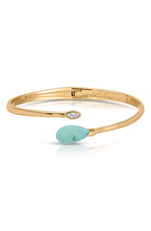 Ettika Reconstituted Turquoise Solstice Hinged Cuff Bracelet In Gold