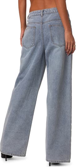 EDIKTED Wynn Low Rise Wide Leg Drawstring Jeans | Nordstrom