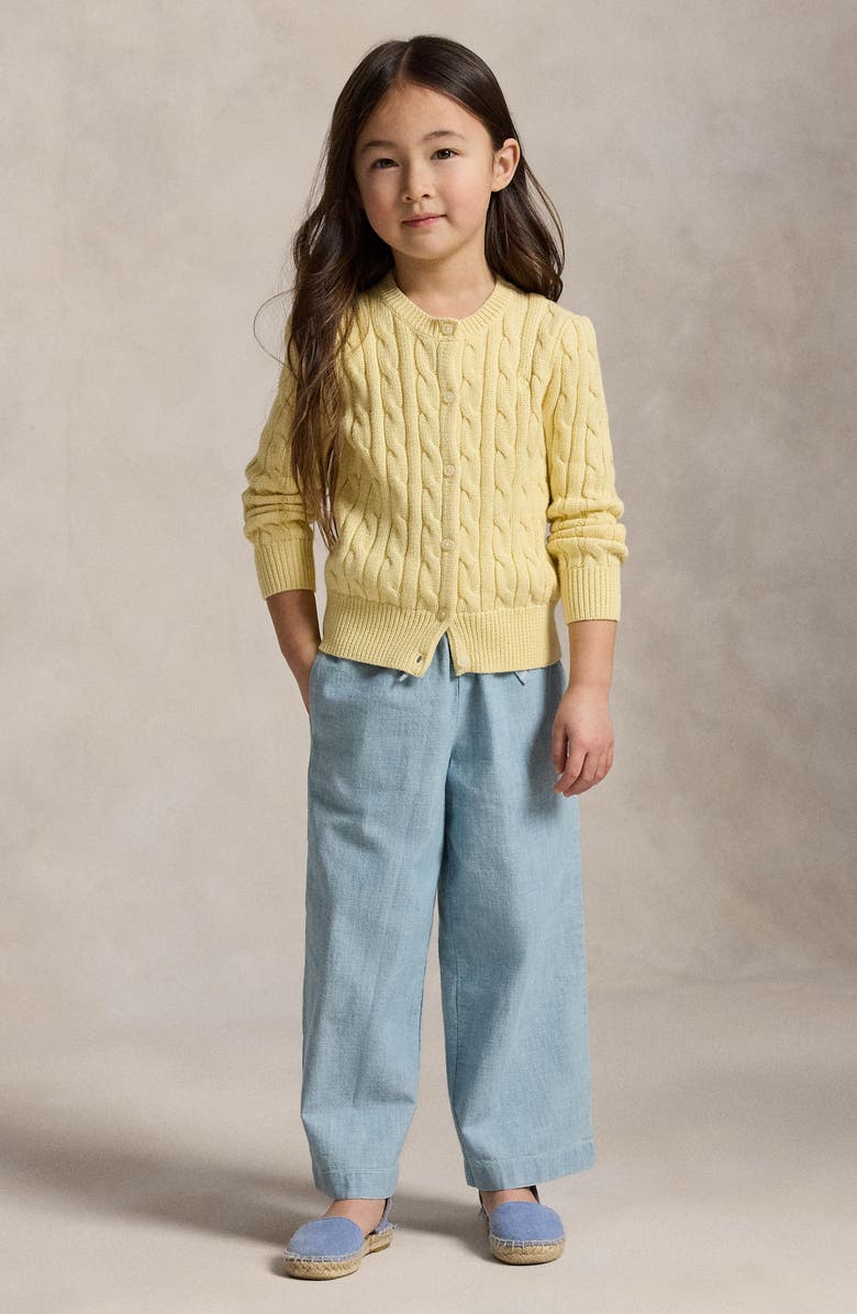 Polo Ralph Lauren Kids' Mini Cable Knit Cotton Cardigan, Alternate, color, T-Bird Yellow W/ Metallic