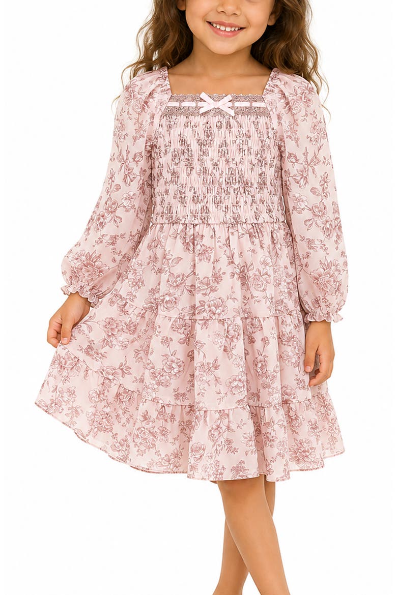Kids' Floral Print Chiffon Dress, Alternate, color, BLUSH