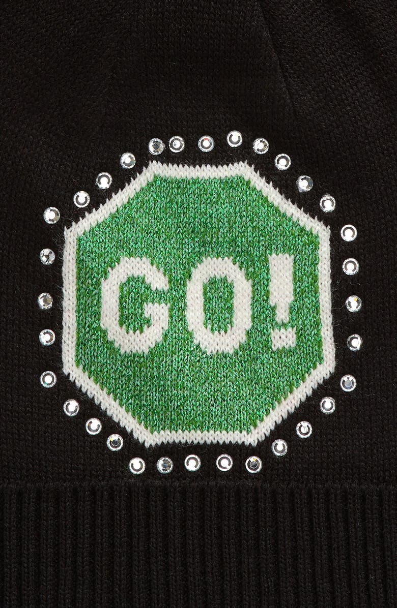 Kate Spade New York traffic sign beanie, Alternate, color, Black