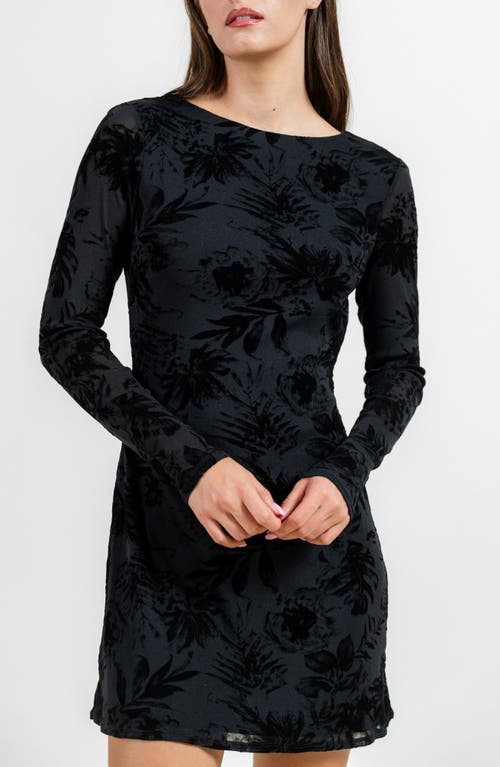 Beivy Long Sleeve Low Back Minidress In Black