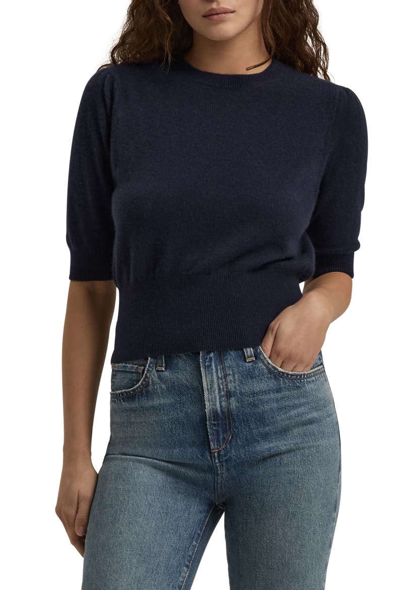 The Elena Elbow Sleeve Cashmere Sweater, Main, color, NAVY