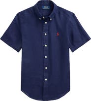 Polo Ralph Lauren Kids' Short Sleeve Linen Button-Down Shirt