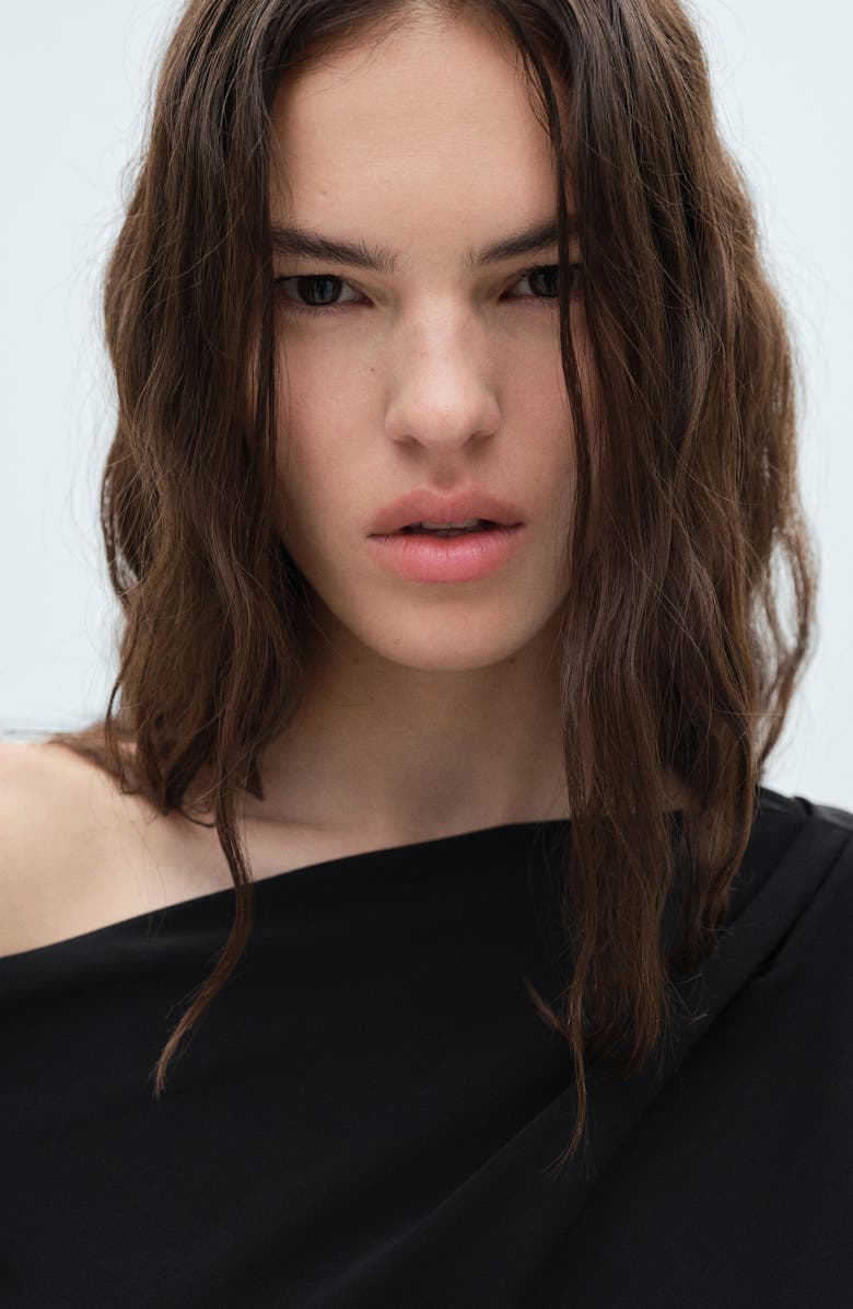 MANGO Belted Long Sleeve One-Shoulder Minidress, Alternate, color,