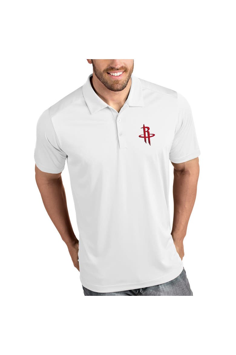 Men's Antigua White Houston Rockets Tribute Polo, Alternate, color, White