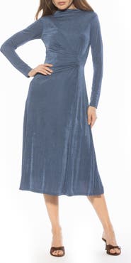 Alexia Admor Marla Long Sleeve Draped Midi Dress