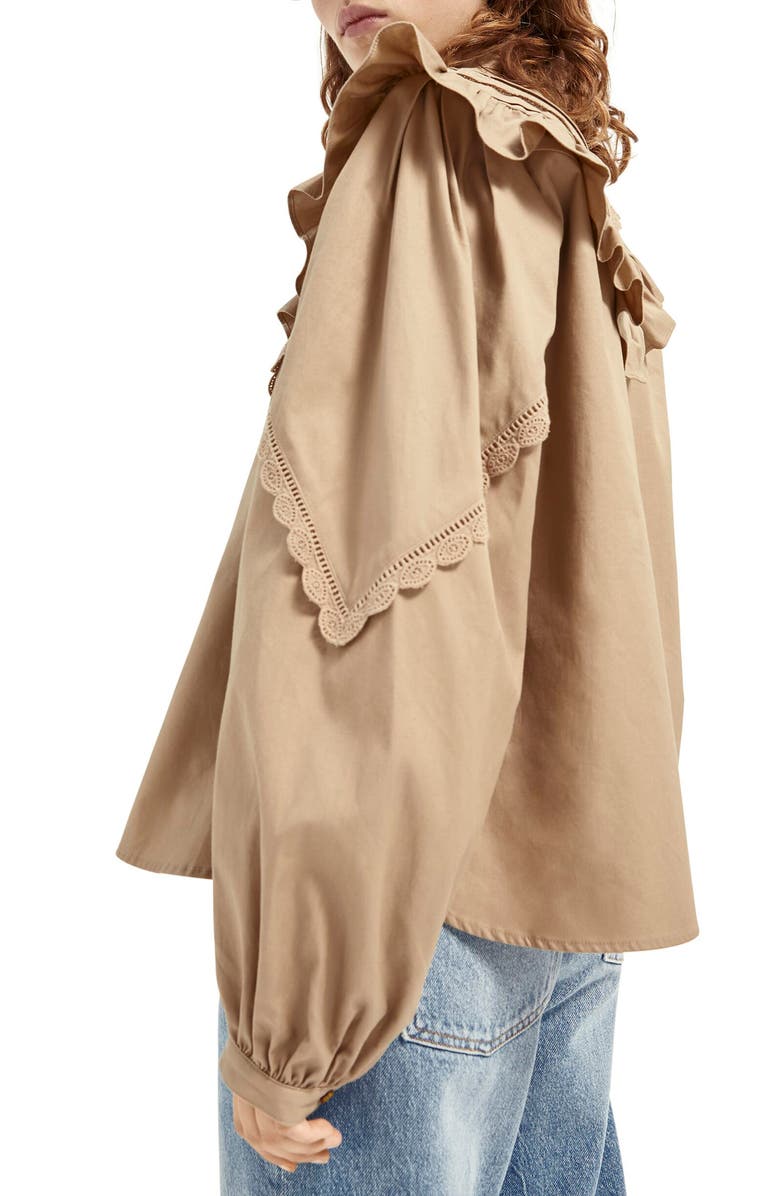 Scotch & Soda Military Ruffle Blouse, Alternate, color, 