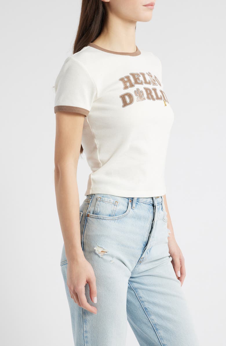 Vinyl Icons Hello Darlin' Ringer Graphic T-Shirt, Alternate, color, Marshmallow