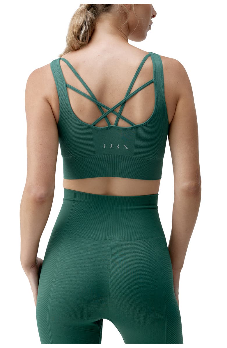 Born Living Yoga Naisha Medium Support Seamless Sport Top, Alternate, color, Moss
