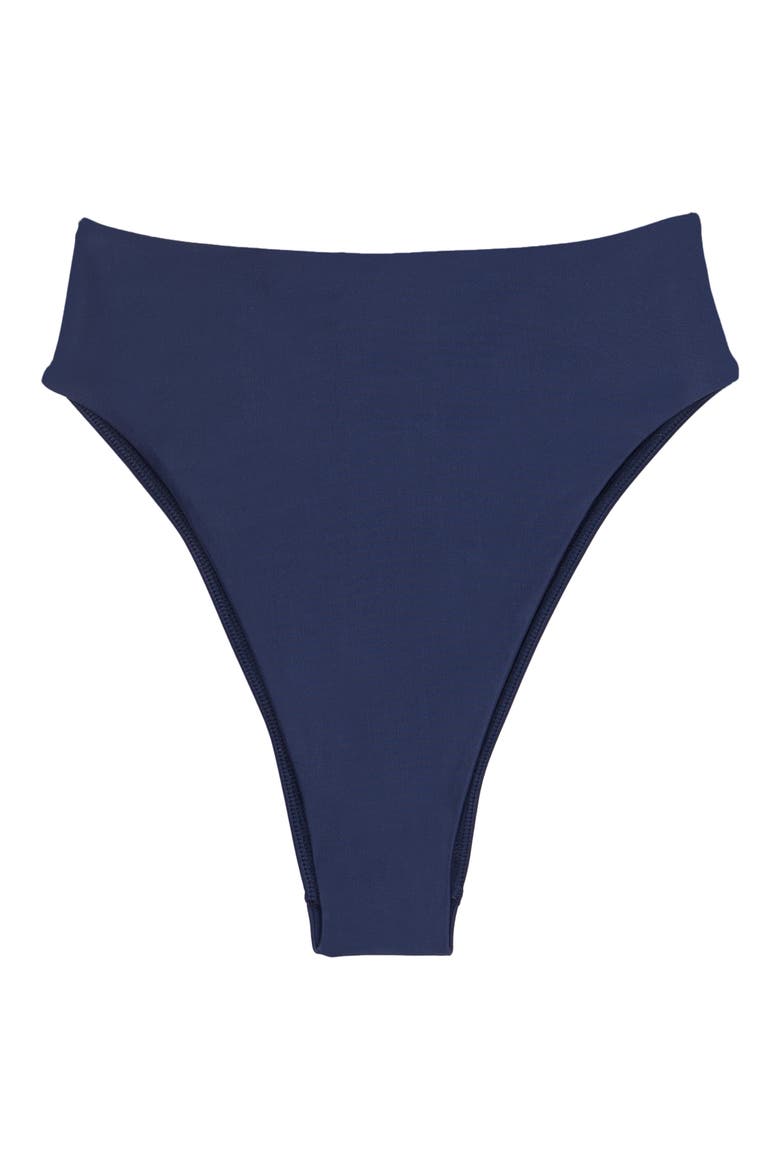 Gigi Solid High Waist Bikini Bottoms, Alternate, color, NAVY