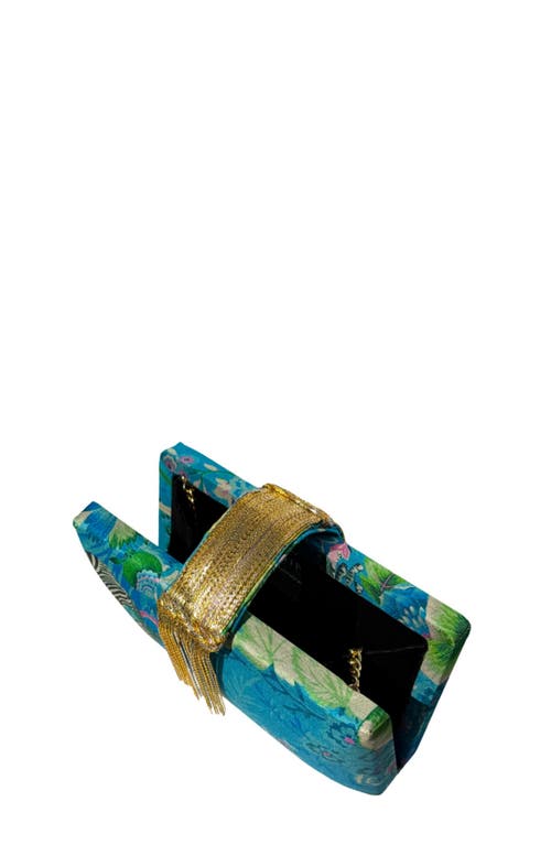 Simitri Printed Fringe Clutch In Blue